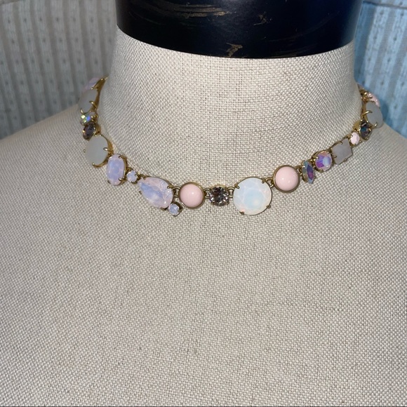 J. Crew Jewelry - J Crew Pink Mixed Stone Brulee Aurora Borealis Necklace